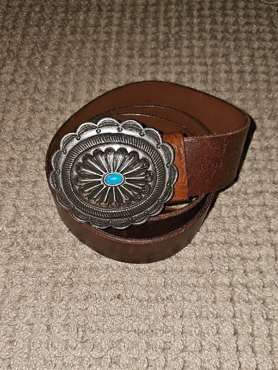 Lauren Ralph Lauren Accessories - VINTAGE Lauren X Ralph Lauren Concho Turquoise Leather Belt